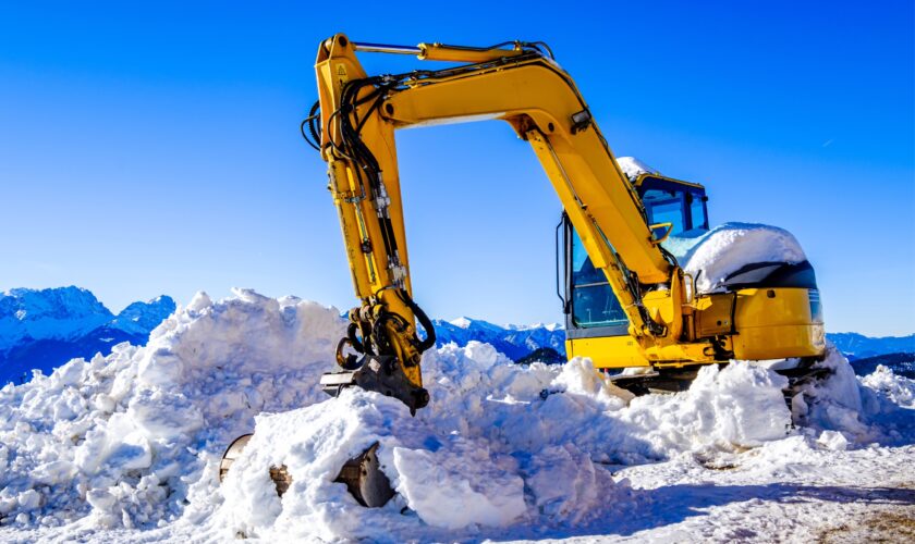 excavator in snow